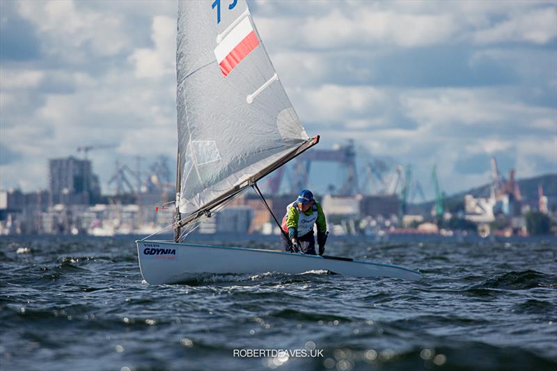 Andrzej Romanowski at the Finn Europeans in Gdynia, Poland photo copyright Robert Deaves taken at  and featuring the Finn class