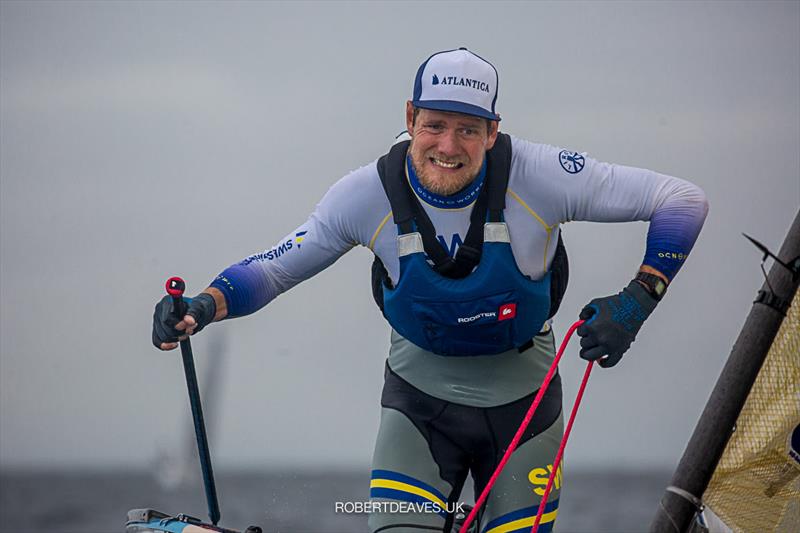 Max Salminen on day 3 of the Finn Europeans in Gdynia, Poland photo copyright Robert Deaves taken at  and featuring the Finn class