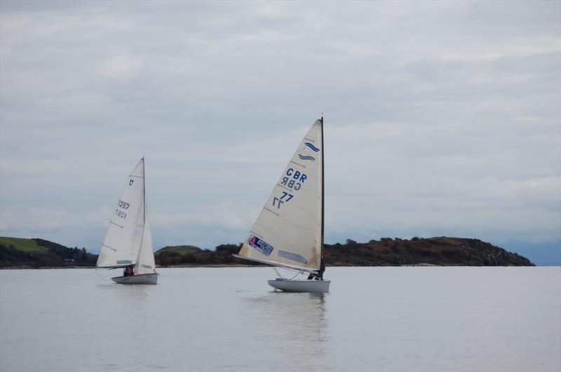 Eventual winner, Stewart Mitchell (Finn), leads the Osprey of Stephen and Linda Gaughan during the Solway Yacht Club Bumfreezer Series  photo copyright Solway YC taken at Solway Yacht Club and featuring the Finn class