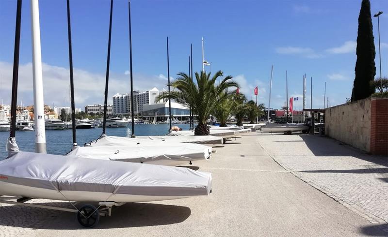 Finn fleet set for the Europeans in Vilamoura photo copyright Robert Deaves taken at  and featuring the Finn class