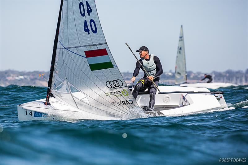 Zsombor Berecz during the 2019 Finn Gold Cup in Melbourne, Australia photo copyright Robert Deaves taken at  and featuring the Finn class