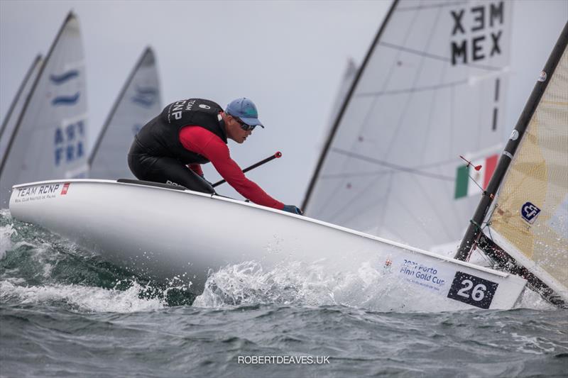 2021 Finn Gold Cup day 4: Joan Cardona, ESP photo copyright Robert Deaves taken at Vilamoura Sailing and featuring the Finn class