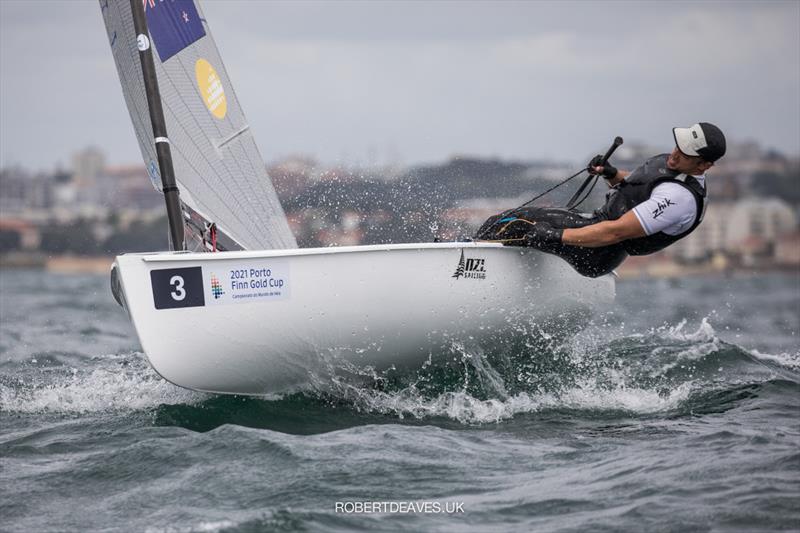 2021 Finn Gold Cup day 4: Andy Maloney, NZL photo copyright Robert Deaves taken at Vilamoura Sailing and featuring the Finn class