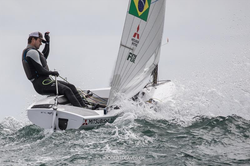 2021 Finn Gold Cup day 4: Jorge Zarif, BRA photo copyright Robert Deaves taken at Vilamoura Sailing and featuring the Finn class