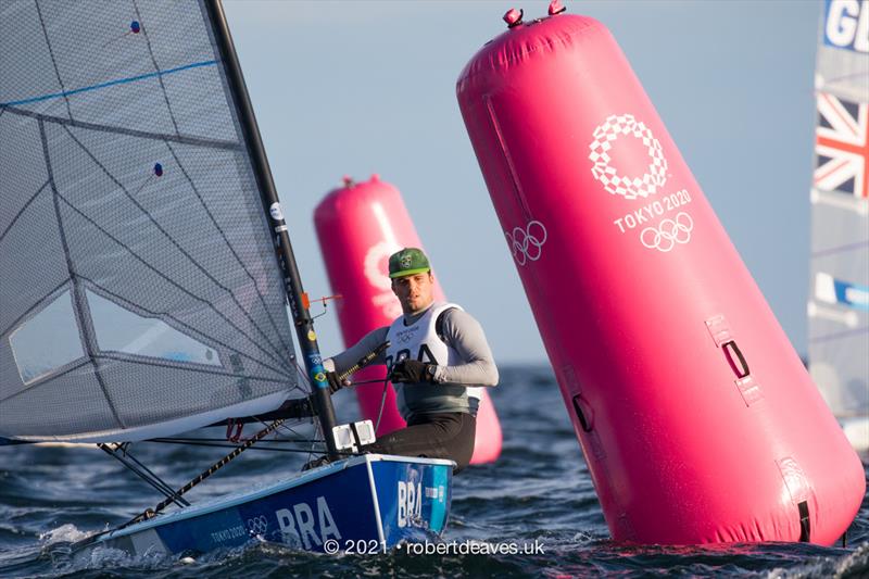 Jorge Zarif, BRA, on the first day of Finn class racing at the Tokyo 2020 Olympic Sailing Competition - photo © Robert Deaves / www.robertdeaves.uk