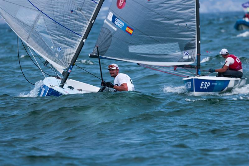Giles Scott (GBR) in the Finn class on Tokyo 2020 Olympic Sailing Competition Day 5 photo copyright Sailing Energy / World Sailing taken at  and featuring the Finn class