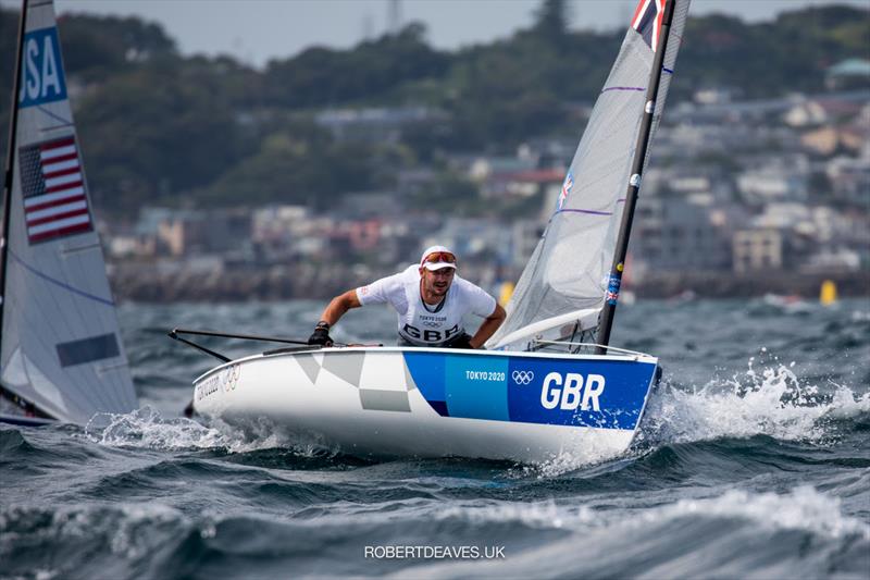 Giles Scott, GBR - Shaky start on Day 1, but then four race wins in a row at the Tokyo 2020 Olympic Sailing Competition. How do the rest respond to that? photo copyright Robert Deaves / www.robertdeaves.uk taken at  and featuring the Finn class