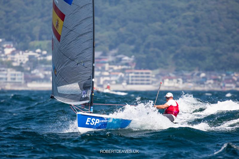 Joan Cardona, ESP - Easily the most consistent so far with all races between second and fifth. Stand out peformance so far from the youngest sailor here at the Tokyo 2020 Olympic Sailing Competition photo copyright Robert Deaves / www.robertdeaves.uk taken at  and featuring the Finn class