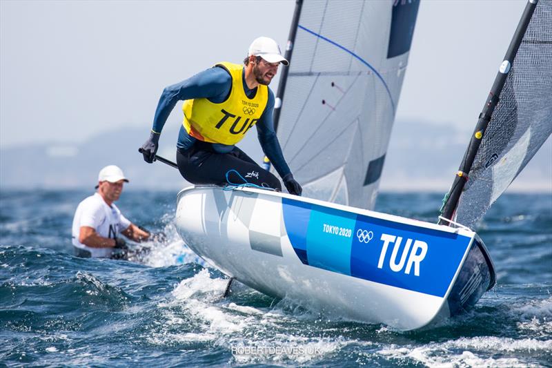 Alican Kaynar, TUR - Dream start, but then has struggled over the next two days and dropped to sixth at the Tokyo 2020 Olympic Sailing Competition photo copyright Robert Deaves / www.robertdeaves.uk taken at  and featuring the Finn class