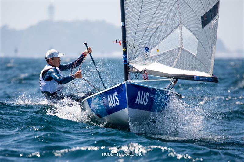 Jake Lilley, AUS - Always in the chase, but again setting himself an uphill climb when racing resumes at the Tokyo 2020 Olympic Sailing Competition photo copyright Robert Deaves / www.robertdeaves.uk taken at  and featuring the Finn class