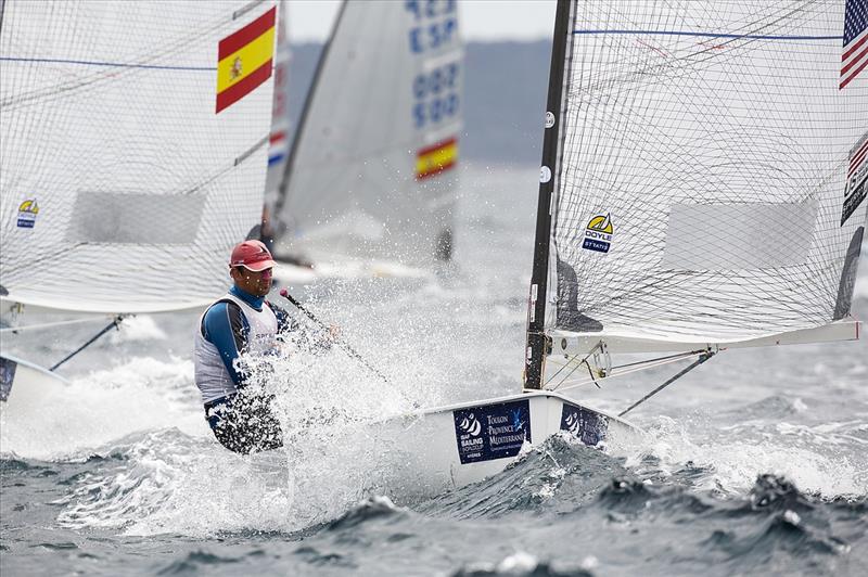 Caleb Paine on day 4 of ISAF Sailing World Cup Hyeres photo copyright Mick Anderson / www.sailingpix.dk taken at  and featuring the Finn class