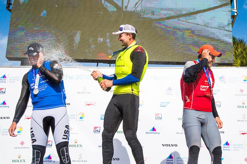 Caleb Paine, Giles Scott and Alican Kaynar - 2018 World Cup Series, Miami - photo © Jesus Renedo / Sailing Energy