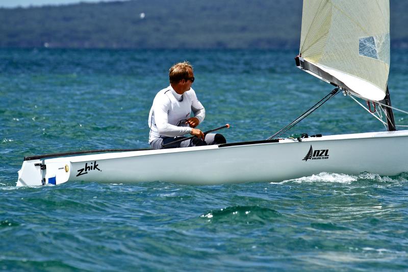 Josh Junior (NZL) Oceanbridge NZL Sailing Regatta, Day 3, February 5, 2018, Murrays Bay SC photo copyright Richard Gladwell taken at Murrays Bay Sailing Club and featuring the Finn class