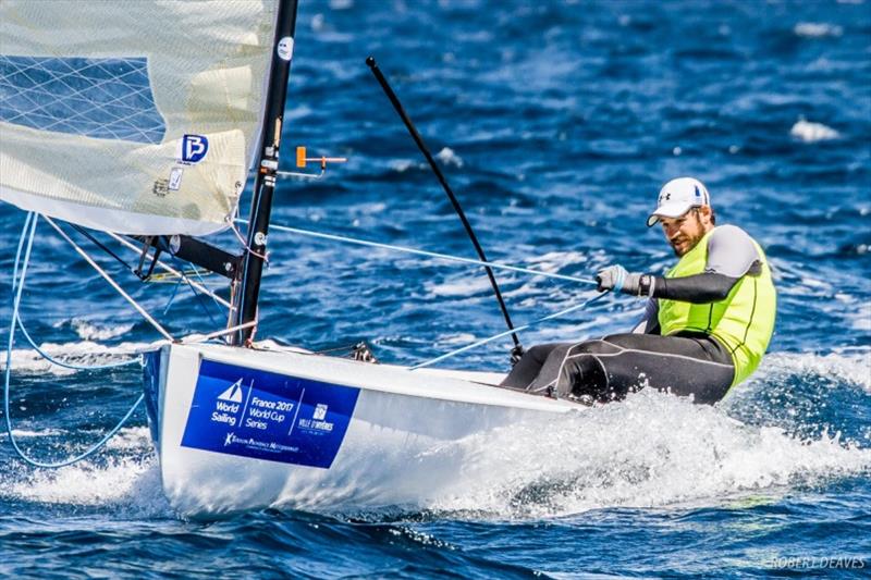 Alican Kaynar, from Turkey, sailed at the Olympics in 2012 and 2016 and is campaigning for Tokyo 2020. Pictured during the World Cup Series in Hyeres in 2017, which he won. - photo © Robert Deaves