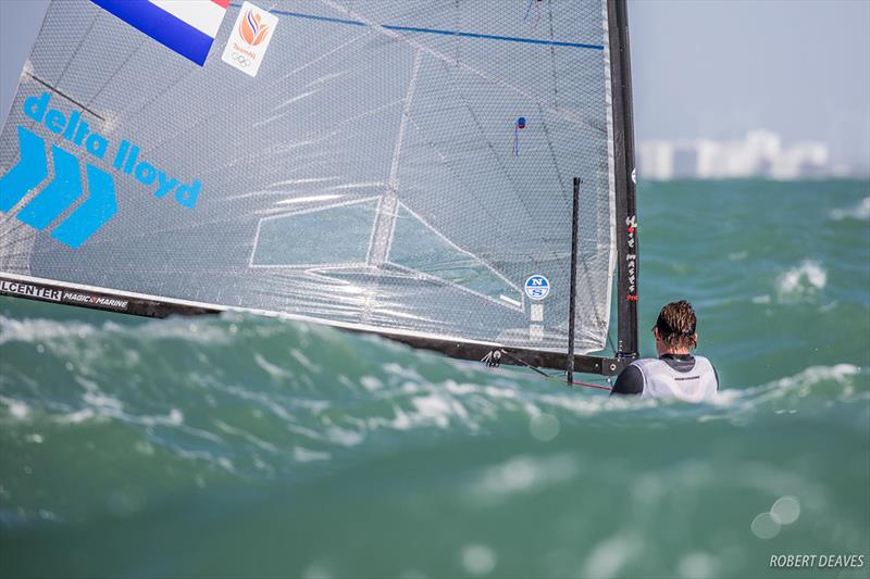 Nicholas Heiner on day 4 of Finn European Championship at Cádiz, Spain photo copyright Robert Deaves taken at  and featuring the Finn class