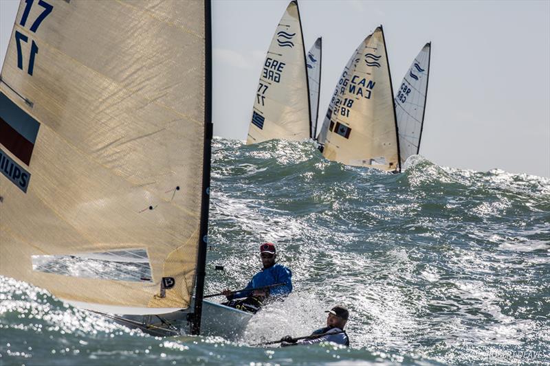 Finishing Race 8 in style - 2018 Finn European Championship at Cádiz, Spain photo copyright Robert Deaves taken at  and featuring the Finn class