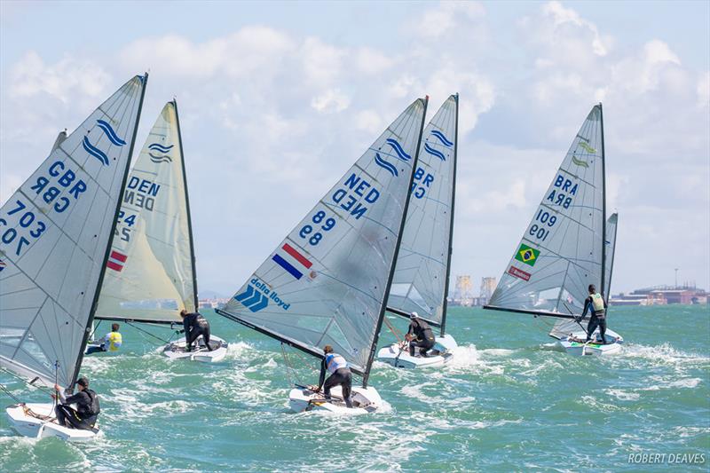 Downwind in Race 8 - 2018 Finn European Championship at Cádiz, Spain - photo © Robert Deaves