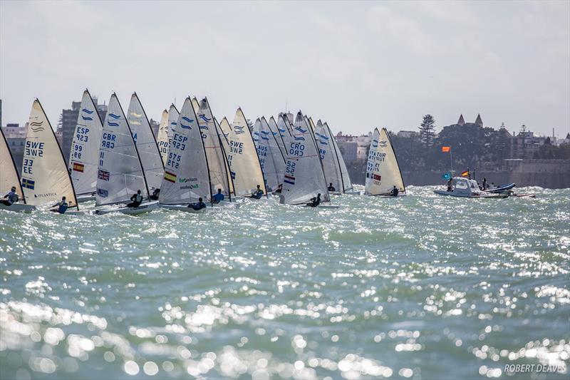 Start of Race 8 - 2018 Finn European Championship at Cádiz, Spain photo copyright Robert Deaves taken at  and featuring the Finn class