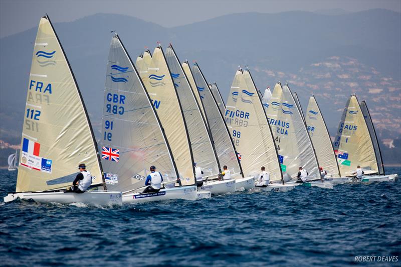 Race 1 start in Hyeres - 2018 World Cup Series - Hyères photo copyright Robert Deaves taken at COYCH Hyeres and featuring the Finn class