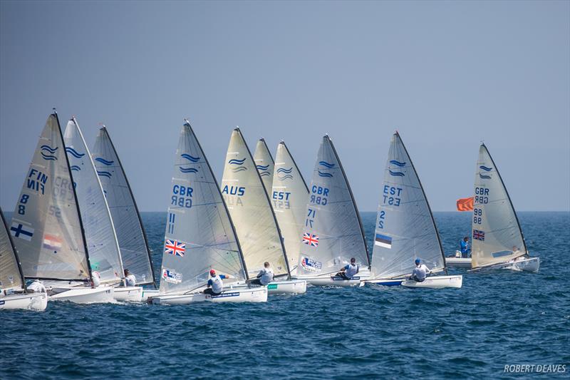Start Race 3 - 2018 World Cup Series Hyères Day 2 photo copyright Robert Deaves taken at  and featuring the Finn class