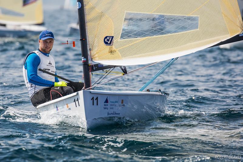 Ondrej Teply - 2018 World Cup Series Hyères Day 2 photo copyright Robert Deaves taken at  and featuring the Finn class