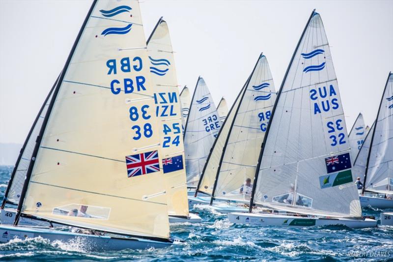 Race 7 start – World Cup Series Hyères photo copyright Robert Deaves taken at  and featuring the Finn class