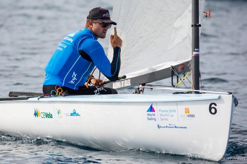 Jorge Zarif – World Cup Series Hyères Day 5 photo copyright Robert Deaves taken at  and featuring the Finn class