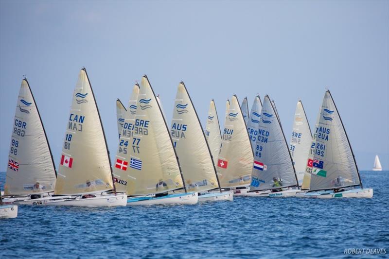 Start of Race 9 – World Cup Series Hyères Day 5 photo copyright Robert Deaves taken at  and featuring the Finn class