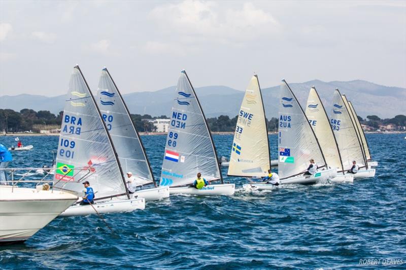 Start of medal race – World Cup Series Hyères Day 6 photo copyright Robert Deaves taken at  and featuring the Finn class