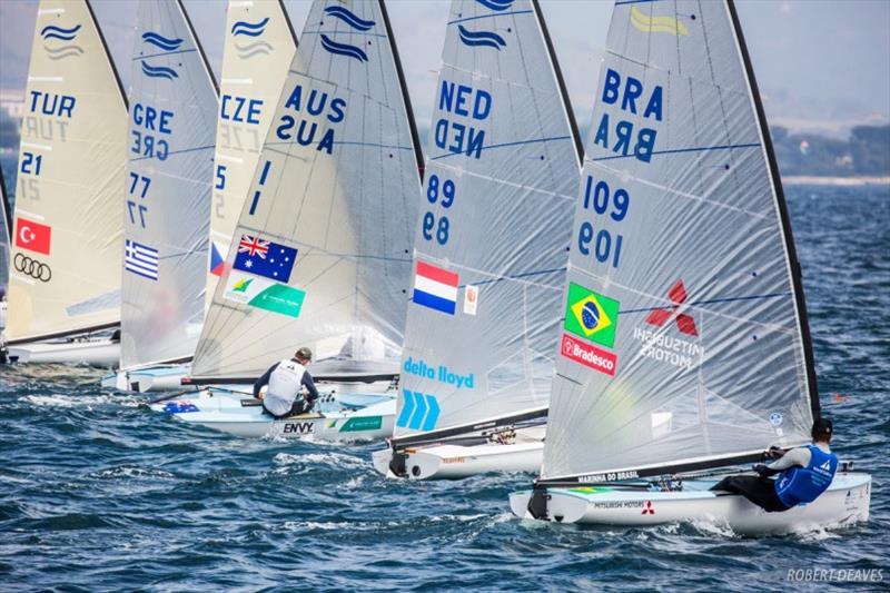 Medal race start – World Cup Series Hyères Day 6 photo copyright Robert Deaves taken at  and featuring the Finn class