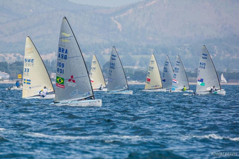 Medal race fleet – World Cup Series Hyères Day 6 photo copyright Robert Deaves taken at  and featuring the Finn class