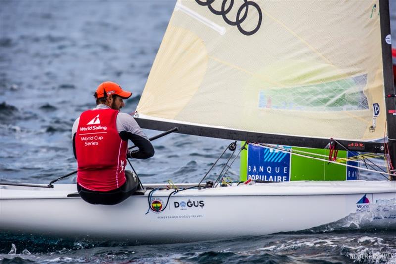 Alican Kaynar – World Cup Series Hyères Day 6 photo copyright Robert Deaves taken at  and featuring the Finn class