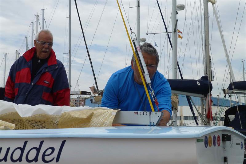 Tape measure and scale for measuring rig tension and hence placement - in endless use for  tweaking the rig - 2018 Finn Masters World Championship - El Balis, Spain photo copyright Gus Miller taken at Club Nautico El Balis and featuring the Finn class