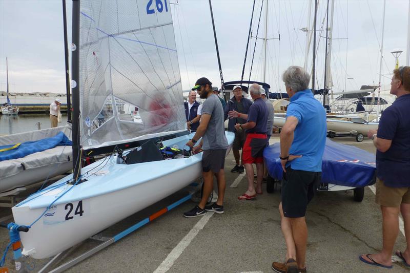 Rodrick Casander's lectures the Finn fans  - 2018 Finn Masters World Championship - El Balis, Spain - photo © Gus Miller