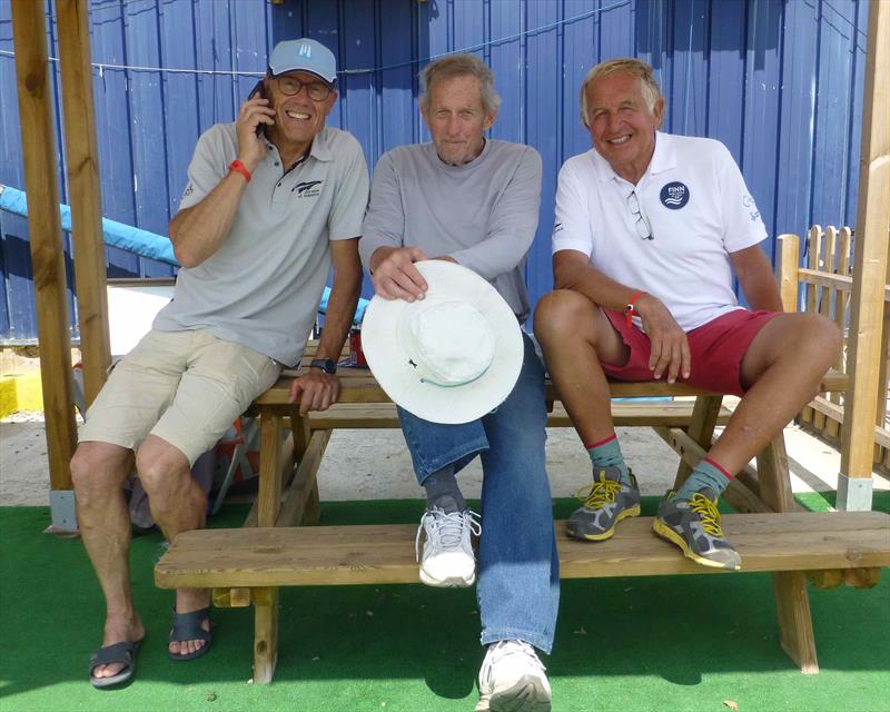 Jose´ Doreste (63), Gus Miller (83) and Gerardo Seeliger (71) Final Day - Finn Masters Worlds - El Balis, May 2018 - photo © Gus Miller's Camera