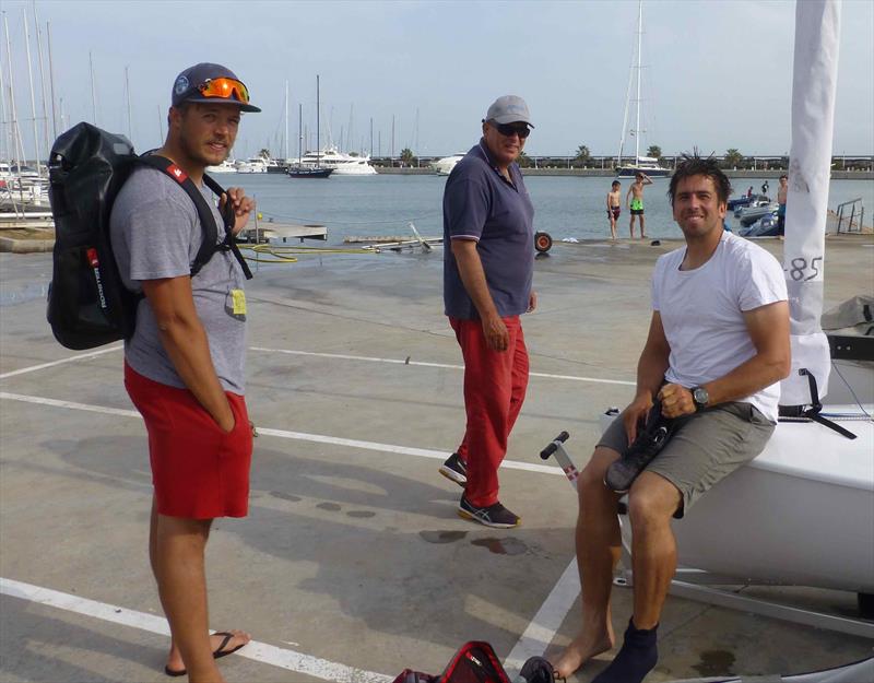 Spitz, Luca and PJ - Final Day Finn World Masters, El Balis - May 2018 photo copyright Gus Miller taken at Club Nautico El Balis and featuring the Finn class