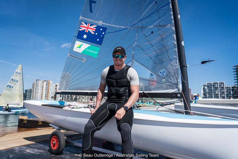 Tom Slingsby in Aarhus yesterday, preparing for the World Championships photo copyright Beau Outteridge taken at Sailing Aarhus and featuring the Finn class