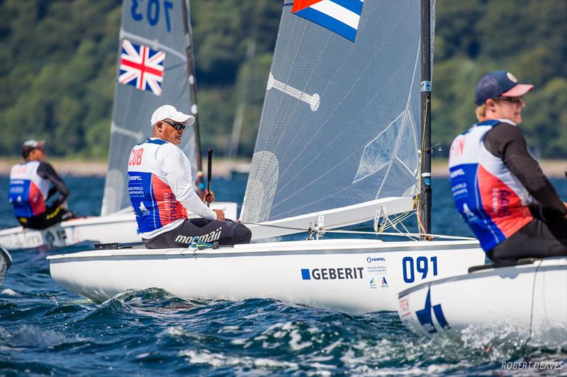 Luis Mario Suarez Manso on day 2 of Hempel Sailing World Championships Aarhus 2018 photo copyright Robert Deaves taken at Sailing Aarhus and featuring the Finn class