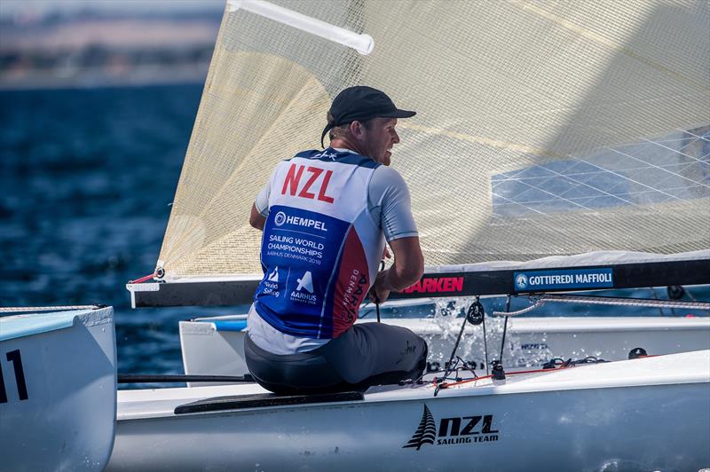 Josh Junior (NZL) - Finn - Hempel Sailing World Championships, Aarhus, Denmark, August 2018 photo copyright Sailing Energy / World Sailing taken at  and featuring the Finn class