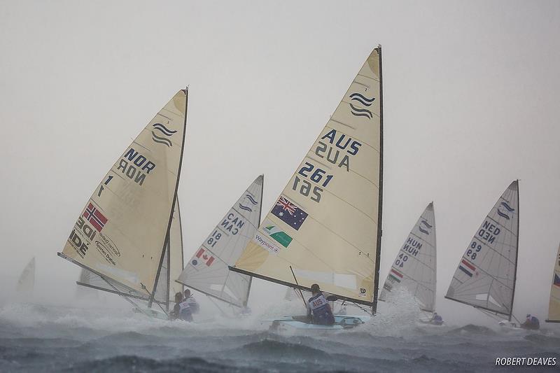 Finn - Race 10 - Day 7 - Hempel Sailing World Championships - Aarhus, Denmark - August 2018 photo copyright Robert Deaves / IFA taken at  and featuring the Finn class