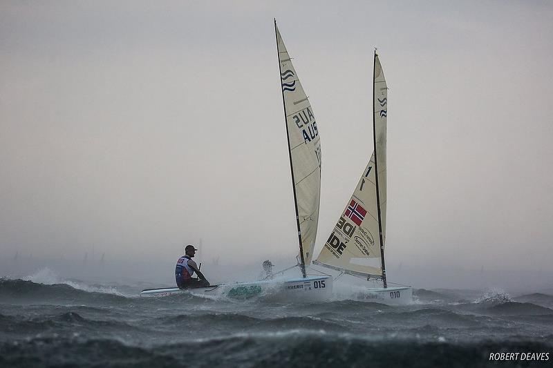 Finn - Race 10 - Day 7 - Hempel Sailing World Championships - Aarhus, Denmark - August 2018 - photo © Robert Deaves / IFA