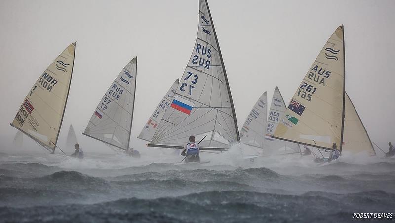 Finn - Race 10 - Day 7 - Hempel Sailing World Championships - Aarhus, Denmark - August 2018 - photo © Robert Deaves / IFA