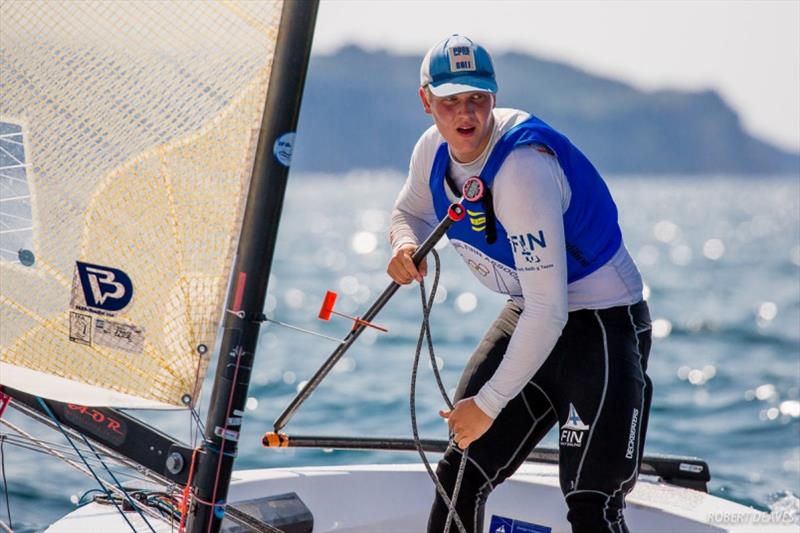 Oskari Muhonen on day 2 of the Finn Silver Cup in Koper photo copyright Robert Deaves taken at  and featuring the Finn class