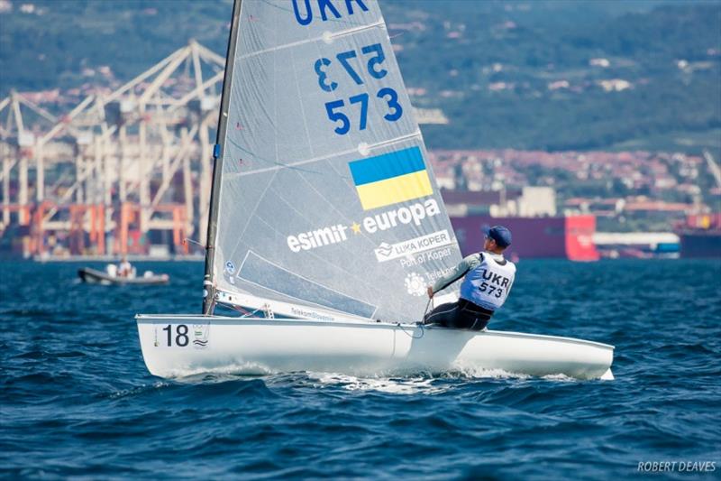 Georgii Paches on day 2 of the Finn Silver Cup in Koper photo copyright Robert Deaves taken at  and featuring the Finn class