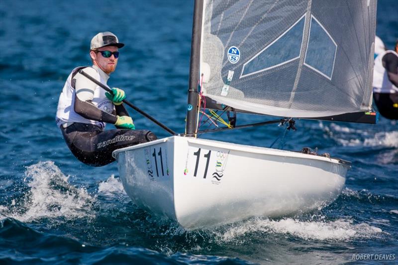 Simon Gorgels on day 2 of the Finn Silver Cup in Koper photo copyright Robert Deaves taken at  and featuring the Finn class