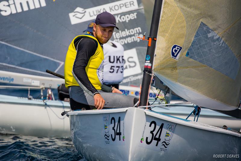 Ondrej Teply (CZE) on day 3 of the Finn Silver Cup in Koper photo copyright Robert Deaves taken at  and featuring the Finn class