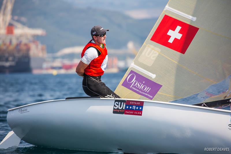 Nils Theuninck (SUI) on day 3 of the Finn Silver Cup in Koper photo copyright Robert Deaves taken at  and featuring the Finn class