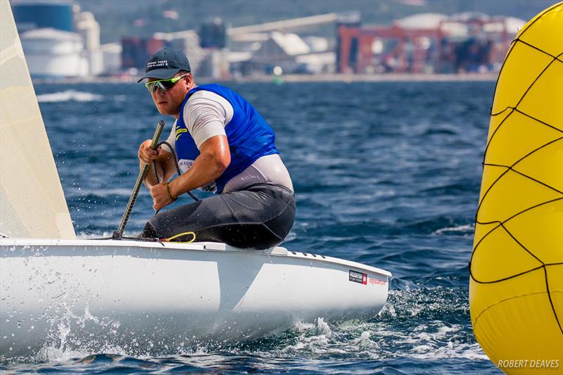 Joan Cardona (ESP) on day 4 of the Finn Silver Cup in Koper photo copyright Robert Deaves taken at  and featuring the Finn class