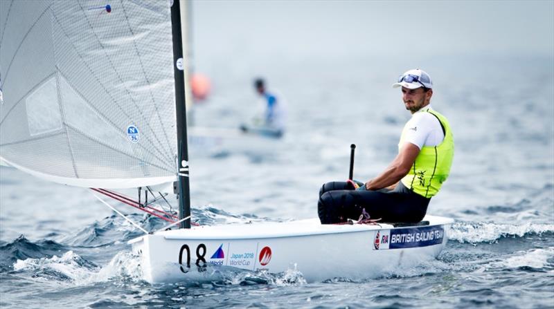Giles Scott (GBR) in the Finn on Day 3 at World Cup Series Enoshima photo copyright Pedro Martinez / Sailing Energy / World Sailing taken at  and featuring the Finn class