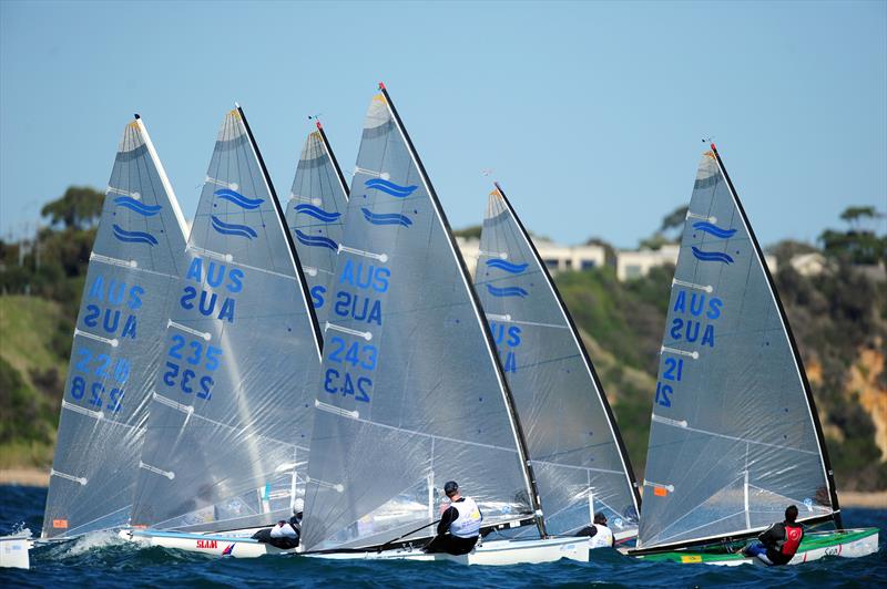 Finn class - 2009 Sail Melbourne regatta ISAF Sailing World Cup photo copyright Jeff Crow / Sport the Library taken at Royal Brighton Yacht Club and featuring the Finn class